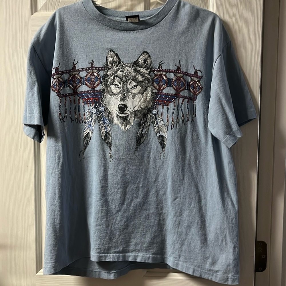 Diamond Dust Vintage Wolf T Shirt size large single stitch